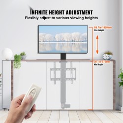 Moottoroitu TV-nostoteline jauhemaalattu alumiinirunko säädettävä 96,5–165 cm sopii 127 cm televisioille