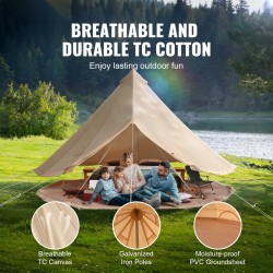 Kangasteltta TC-puuvillakankaasta neljän metrin halkaisija kuudelle hengelle PVC-lattia kamiinaläpivienti ympärivuotinen