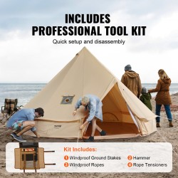 Kangasteltta TC-puuvillakankaasta neljän metrin halkaisija kuudelle hengelle PVC-lattia kamiinaläpivienti ympärivuotinen