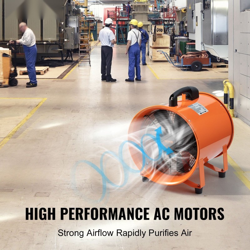 Siirrettävä aksiaalipuhallin 25,4 cm teräsrunko kaksi nopeutta 10 m kanavalla