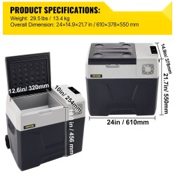 Kannettava kompressorijääkaappipakastin 50 l autoon ja kotiin 12/24 V