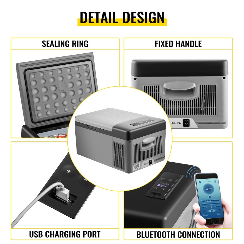 Kannettava autopakastin 15L ABS-muovi -20–10°C 12/24V 100–240V