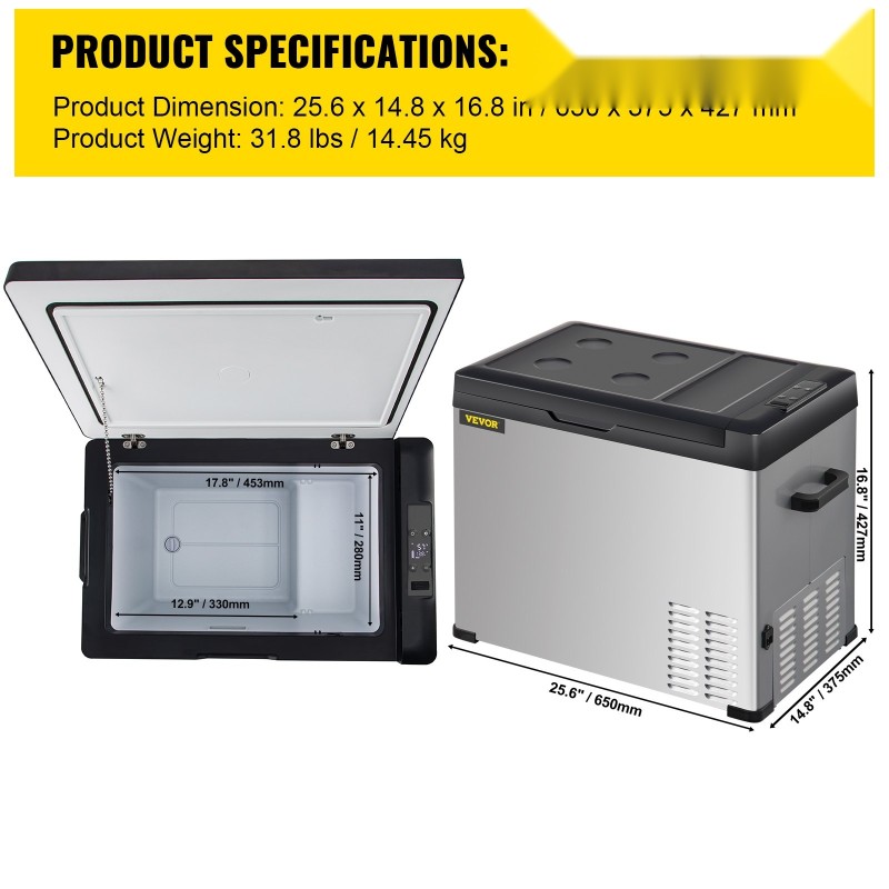 Siirrettävä yksivyöhykkeinen auton jääkaappipakastin 40L kompressorilla 12/24V ja 110–240V