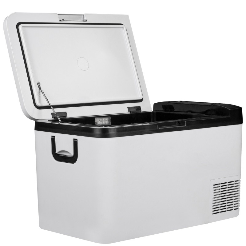 Kannettava kompressorijääkaappi 25 l yhden lämpötilavyöhykkeen mobiiliohjaus pyörillä 12/24V