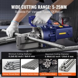 Sähköhydraulinen raudoitusleikkuri valurautarunko 1700W 5–25 mm mukana työkalulaukku ja öljyastia