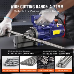 Sähköhydraulinen harjateräksen leikkuri 1350W 4–22 mm työkalulaukulla ja öljyastiolla