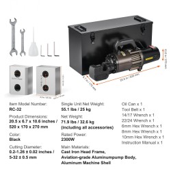 Sähkökäyttöinen hydraulinen harjateräsleikkuri 2300W 5–32 mm valurautarunko