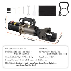 Sähköinen hydraulinen raudoitustaivutin 20-32 mm 2000 W valurautainen taivutuspää alumiinirunko työkalulaukku