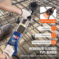 Sähköhydraulinen harjaterästaivutin 6–20 mm 1500 W säädettävä 0–90° työkalulaukulla