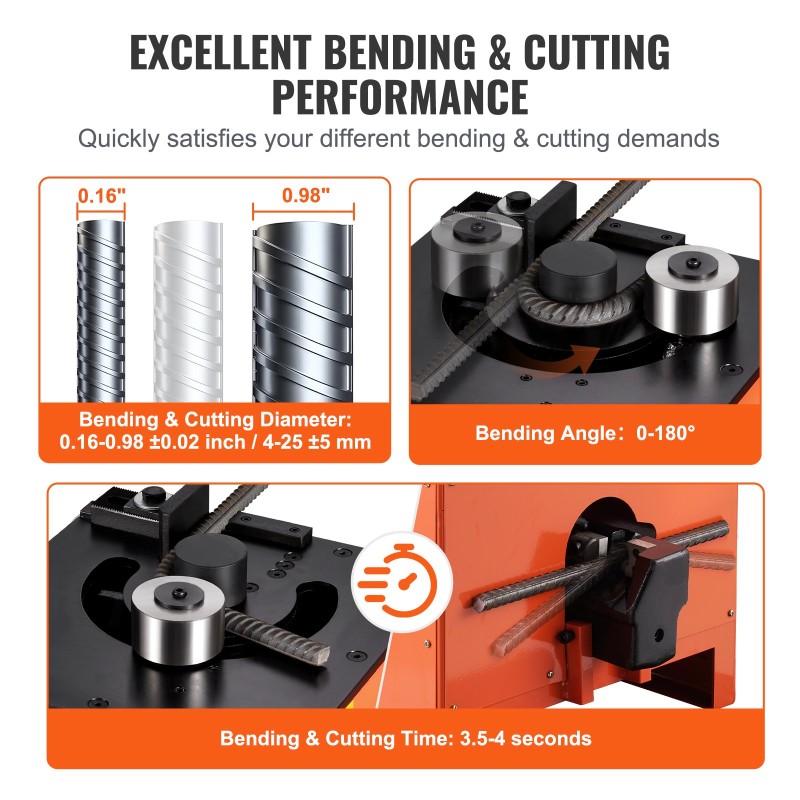 Sähköinen hydraulinen raudoituksen taivutuskone 1700W 4–25 mm taivutus ja katkaisu jalkapoljin