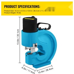 Hydraulinen rei'itystyökalu seosteräs 35T 110 mm kurkku L- ja H-kiskoille