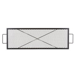 Grilliritilä terästä 111x380 mm musta nuotiolle kantokahvoilla