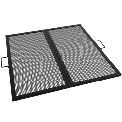 Nuotiogrilli terästä 91,4x91,4 senttimetriä tiheä X-verkko taittuva musta kahvoilla