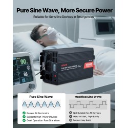 Puhdas siniaaltoinvertteri 3500W 12V 230V alumiinikotelo 2 AC pistorasiaa USB-portti USB-C-portti