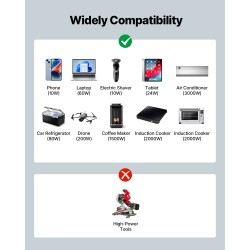 Puhdas siniaaltoinvertteri 3500W 12V 230V alumiinikotelo 2 AC pistorasiaa USB-portti USB-C-portti