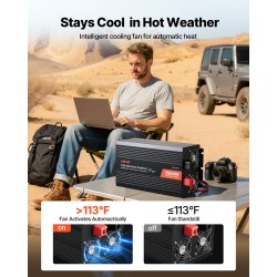 Puhdas siniaaltoinvertteri 3500W 12V 230V alumiinikotelo 2 AC pistorasiaa USB-portti USB-C-portti