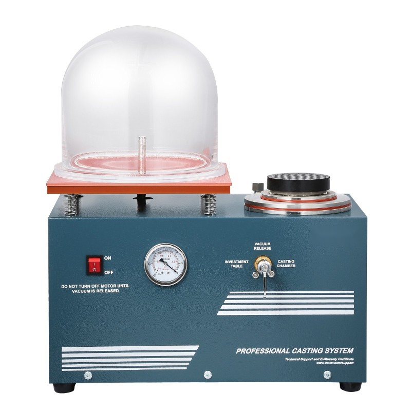 Tyhjiövalukone jalometalleille 290 wattia nopealla pumpulla 280 x 280 mm työalusta