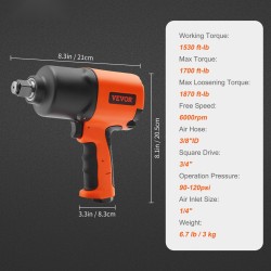 Paineilmakäyttöinen mutterinväännin 3/4-tuumainen komposiittirunko autoalan raskaisiin huolto- ja irrotustöihin