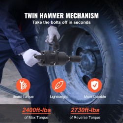 Paineilmamutterinväännin 2,5 cm alumiinirunkoinen kaksoiskahvainen 3690,5 newtonmetriä raskaisiin huoltotöihin