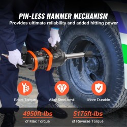 1 tuuman paineilmakäyttöinen iskevä mutterinväännin alumiinirunko 8 tuuman karalla raskaan kaluston huoltoon