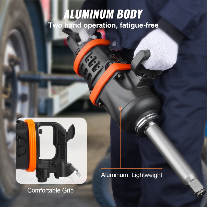 1 tuuman paineilmakäyttöinen iskevä mutterinväännin alumiinirunko 8 tuuman karalla raskaan kaluston huoltoon