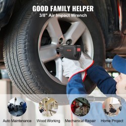 Paineilmakäyttöinen iskuväännin 3/8 tuuman neliökiinnitys alumiinirunko säädettävä momentti