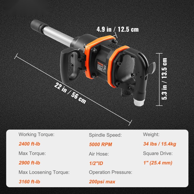 Paineilmapulttipyssy 1-tuumainen alumiinirunkoinen ammattikäyttöön suuri vääntömomentti säädettävällä nopeudella
