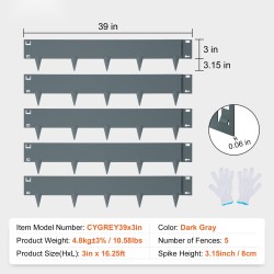 Kylmävalssattu teräsreunalista 5 osaa pituus 39 tuumaa korkeus 3 tuumaa puutarhaan