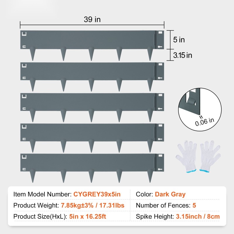 Teräsreunus 5 kpl 99 cm pitkä 12,7 cm korkea taipuisa puutarhareunus
