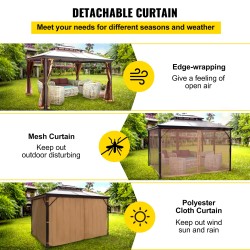 Puutarhapaviljonki alumiinirunkoinen 3 x 3,6 m kaksikerroksinen PVC-katto hyttysverkolla