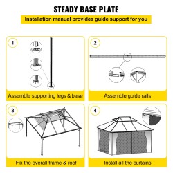 Puutarhapaviljonki 3x3 m alumiinirunko kaksikerroksinen PVC-katto hyttysverkolla ruskea