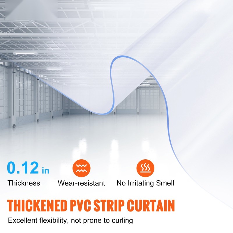 Läpinäkyvä PVC-liuskaverho 2500 cm rulla 30,5 cm leveä 3 mm paksu kylmätiloihin
