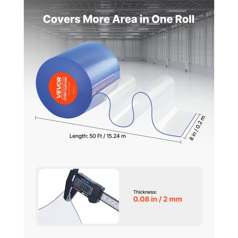 PVC-liuskaverho läpinäkyvä viisitoista metriä kaksikymmentä senttimetriä kaksi millimetriä oviaukkoihin