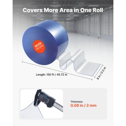 Läpinäkyvä PVC-lamelliverho rulla 45,7 m pituus 20 cm leveys oviverhoksi