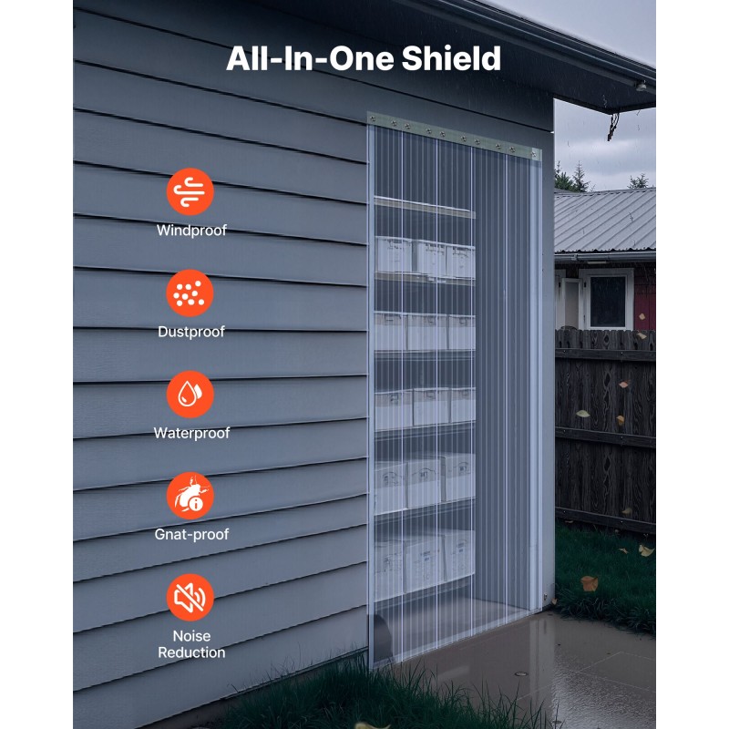 PVC-liuskaesirippu läpinäkyvä 30,8 m pituus 30,5 cm leveys 3 mm rihlattu oviin