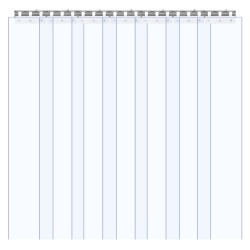 PVC liuskaovi läpinäkyvä 107 x 213 cm ruostumattomalla teräskiskolla