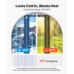 Läpinäkyvä PVC-liuskaesirippu 0,9 x 2,1 m 2 mm 6 kpl käveltäviin kylmiöihin