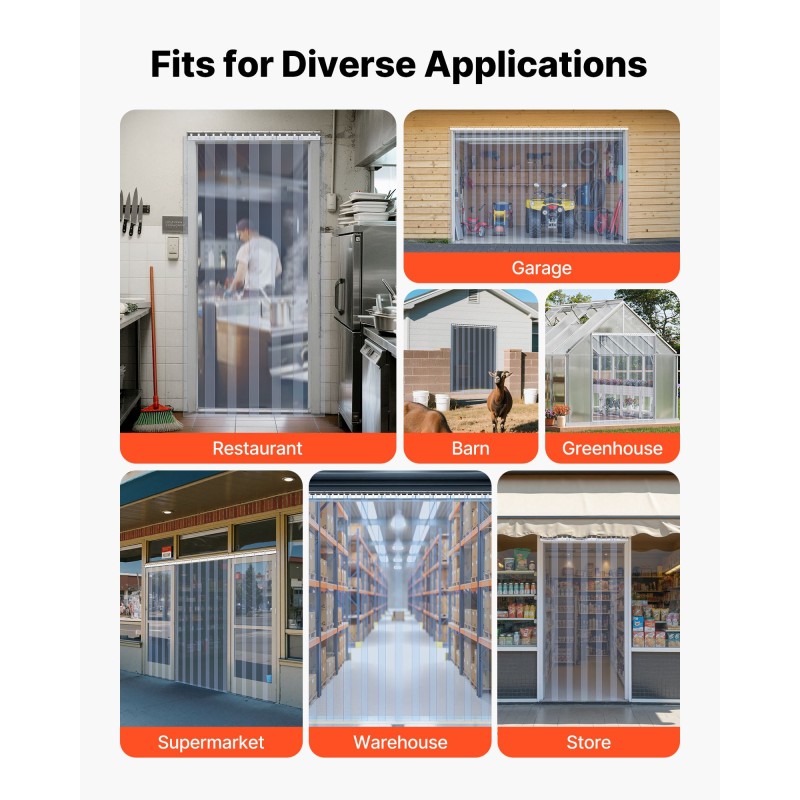 Läpinäkyvä PVC liuskaovi 2,1×1,8 m 2 mm 12 kpl kylmiöihin varastoihin