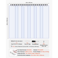 PVC-liuskaovi läpinäkyvä 0,9 x 2,1 m 2 mm kuusi liuskaa pakastimeen