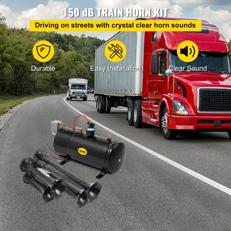 Junatorvisarja neljä torvea kromattu kolmen litran säiliö kompressori