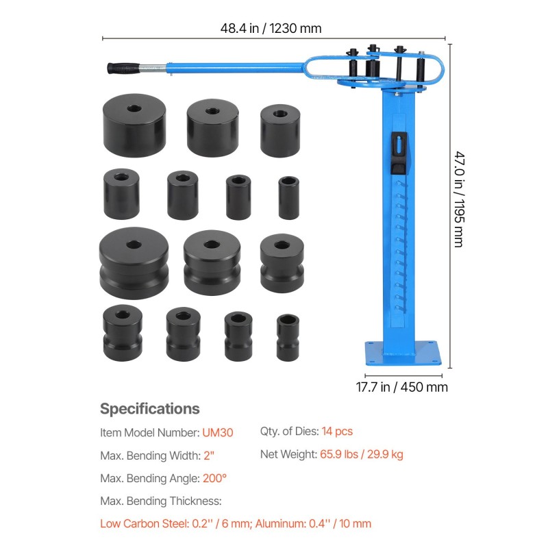 Manuaalinen putkentaivutin hiiliteräksinen neljätoista muottia LVI ja autohuoltoon