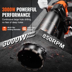 Timanttiporakone 3000W poraushalkaisija 20–200 mm pystytelineellä märkä ja kuivaporaus betonille