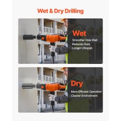 Käsikäyttöinen timanttiydinporakone betoniin tiileen kiveen 1500 wattia kaksinopeuksinen 4 poranterää