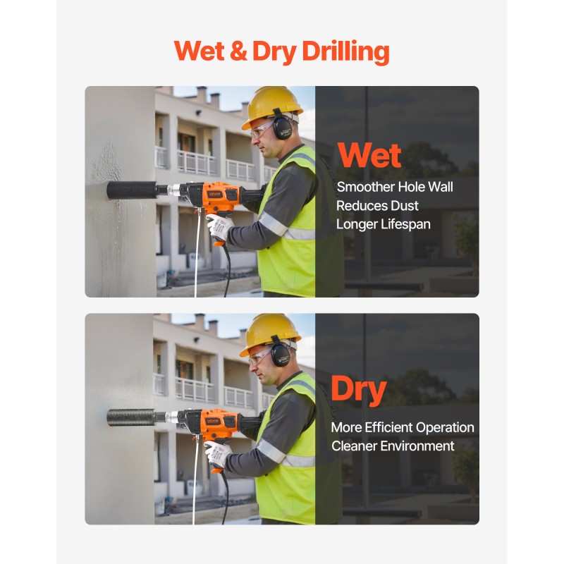 Käsikäyttöinen timanttiydinporakone 20–160 mm 2000W 4 kpl timanttiporakruunuja märkä- ja kuivaporaus