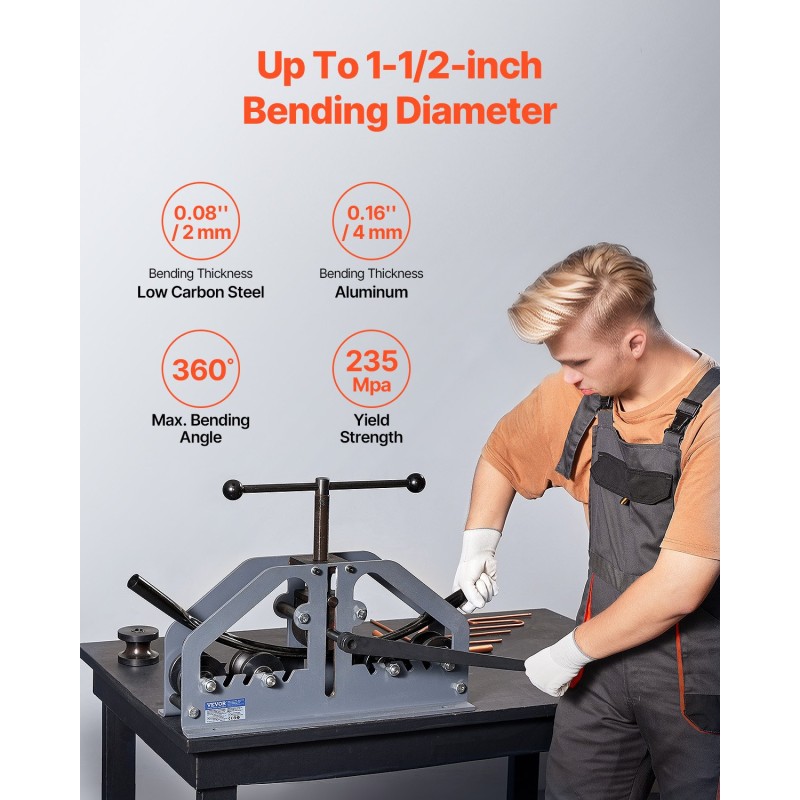 Putkentaivutin käsikäyttöinen hiiliteräs 6 muottia 1,5 tuuman teräs kupari alumiini