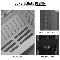 Työtasolle tarkoitettu kannettava jääpalakone kaksitoista kilogrammaa vuorokaudessa kaksi jääkokoa nestekidenäyttö