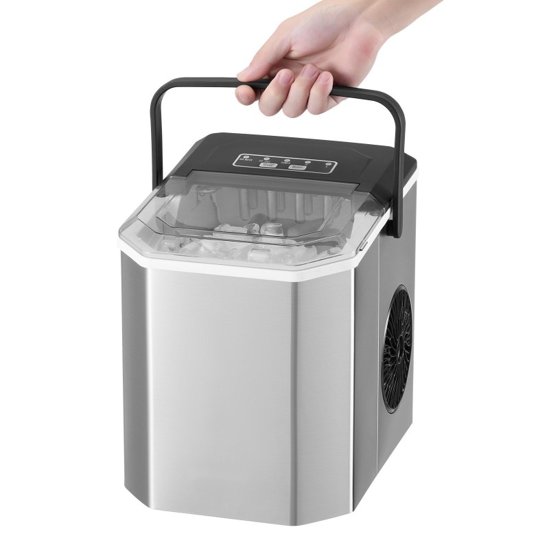 Pöytämallinen kannettava jääpalakone ruostumatonta terästä valmistaa yhdeksän jääpalaa kuudessa minuutissa