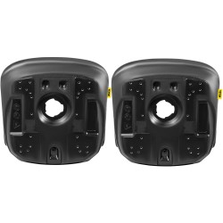 Traktorin istuinpari korkea selkänoja musta vinyyli tyhjennysreikä kangaspehmuste