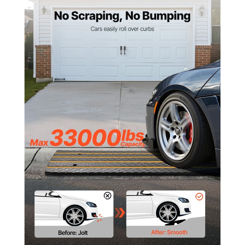 Kuminen reunakynnys 66 mm nousu 15 tonnin kantavuus keltaisilla heijastinnauhoilla 1 kpl