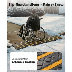 Kuminen reunakynnys 66 mm nousu 15 tonnin kantavuus keltaisilla heijastinnauhoilla 1 kpl